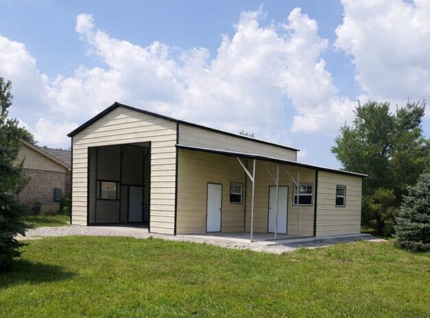 Custom garage in Bloomfield Hills, featuring a spacious design and available color options, set in a grassy area.