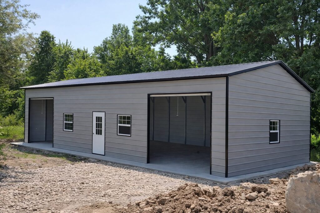 Expansive garage in Freeport, TX, featuring a sleek design and ample space for storage or vehicles.