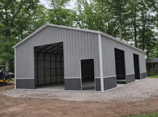 Expansive garage structure in Hillsdale MI, showcasing a spacious interior and modern design.
