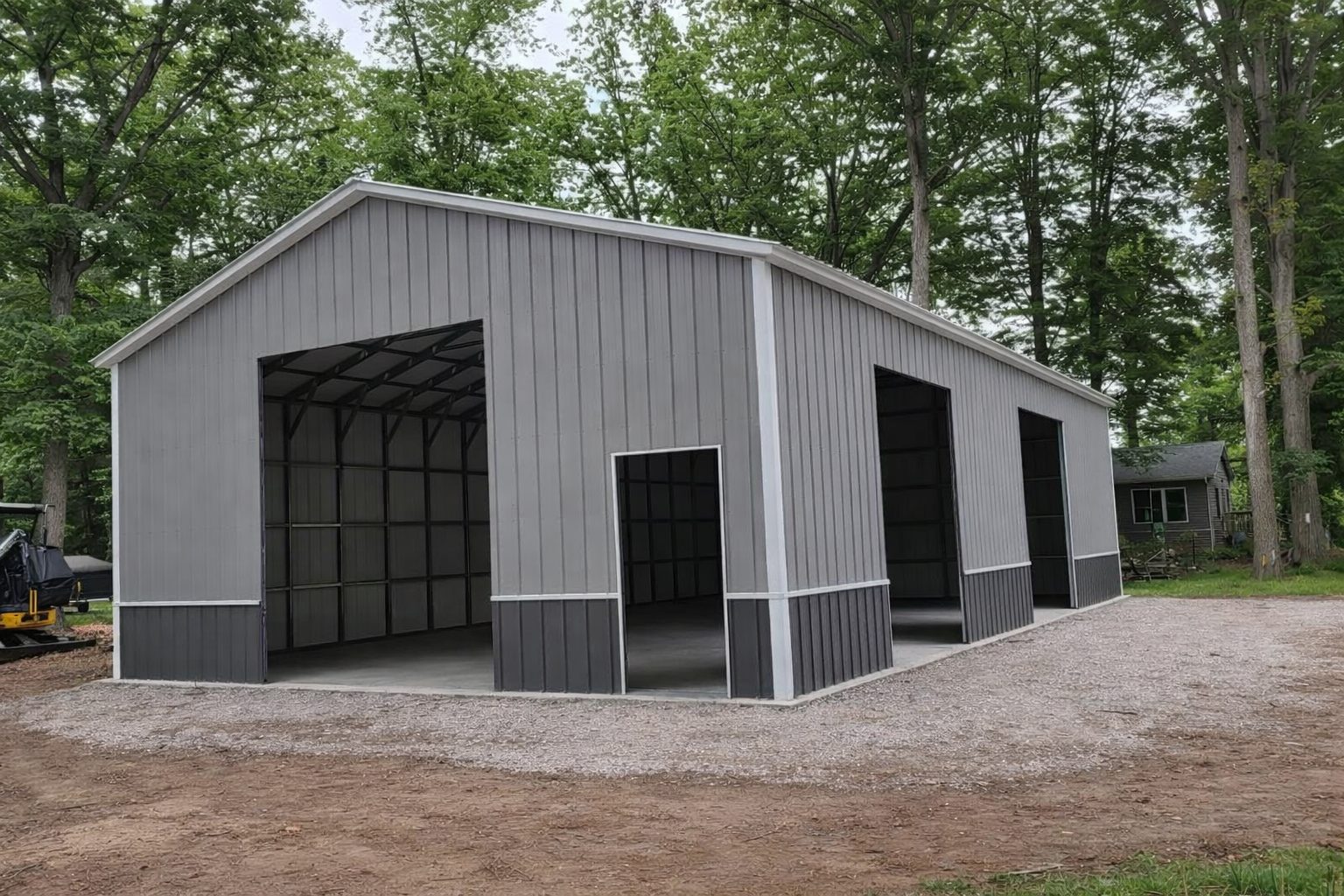 Expansive garage structure in Hillsdale MI, showcasing a spacious interior and modern design.
